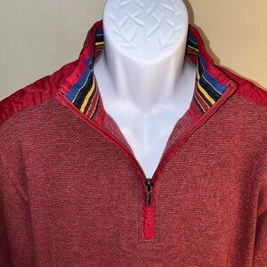 BUGATCHI Men's red and gray 1/2 zip pullover Sweater jacket L Mint Condition
